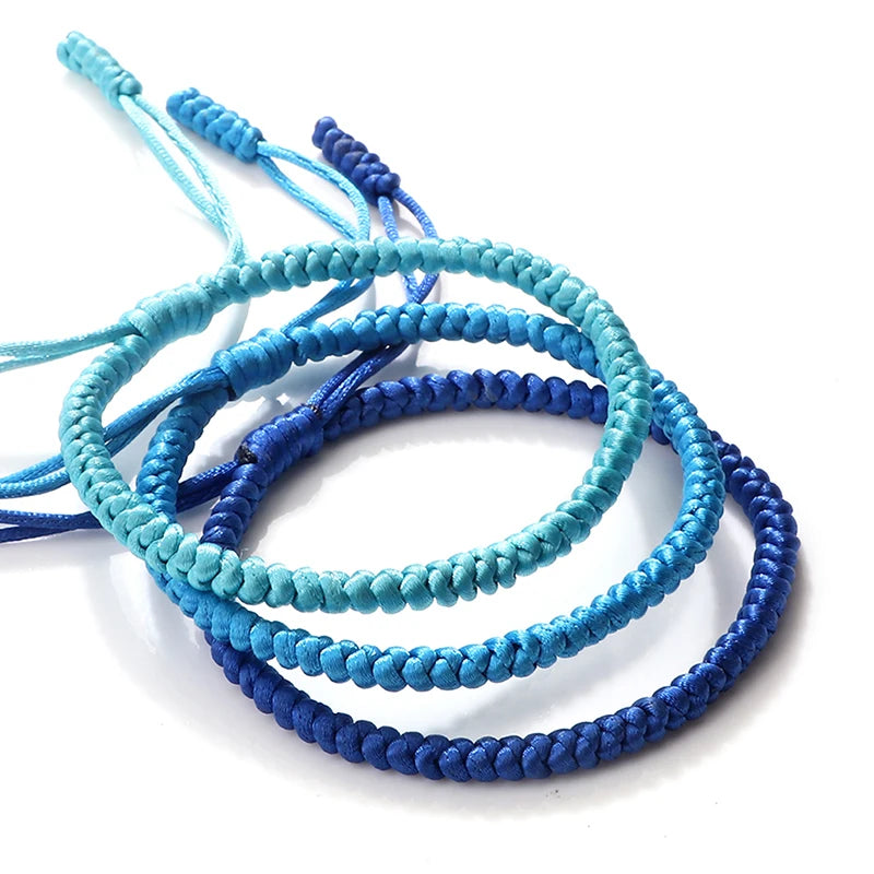 Braided Bracelet Buddhist Knots Rope Bracelet Blue Rope Knots