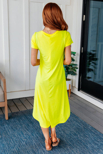 Dolman Sleeve Maxi Dress in Neon Yellow - Small - 3XL
