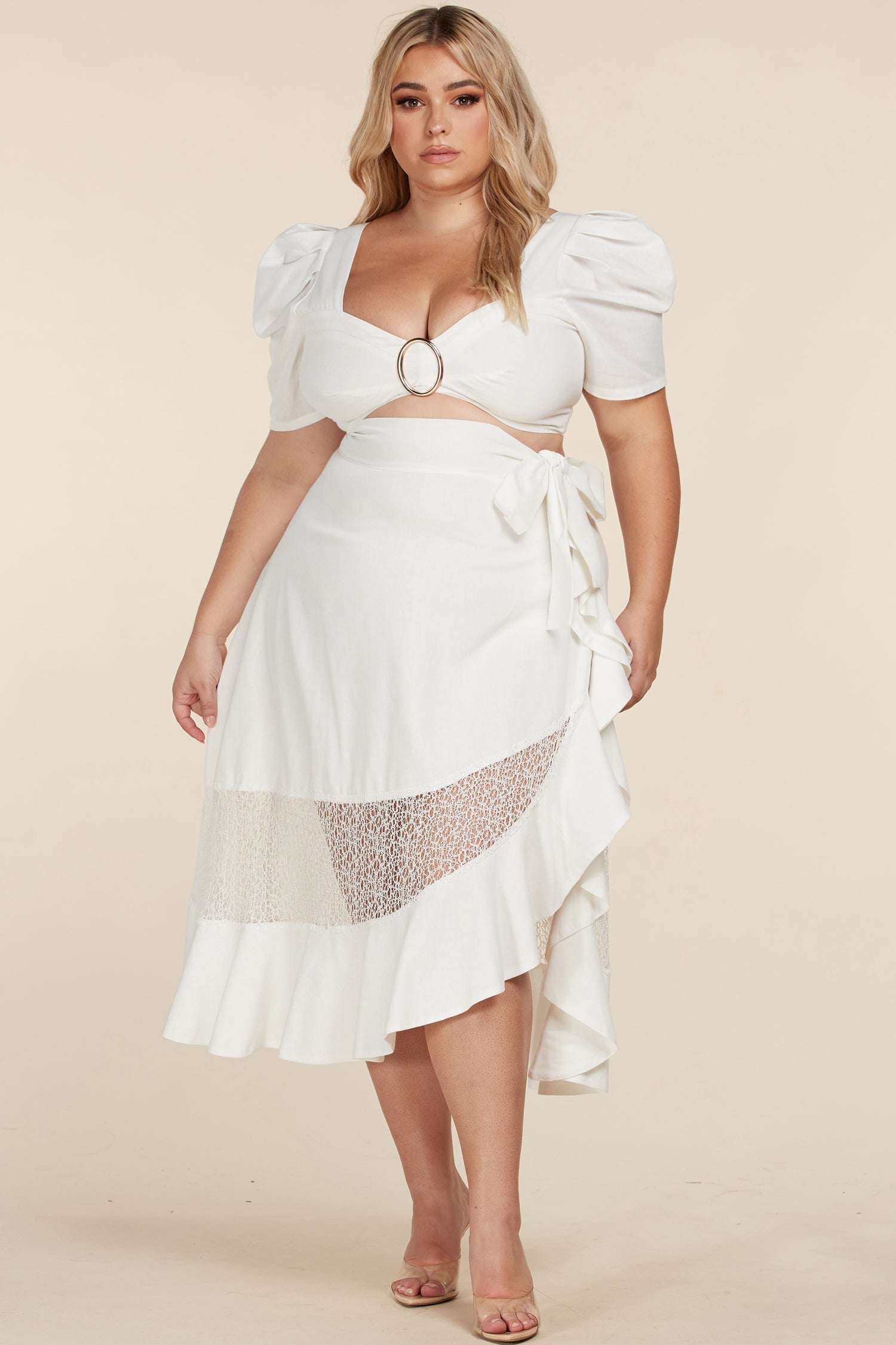 Plus size midi outlet skirt set