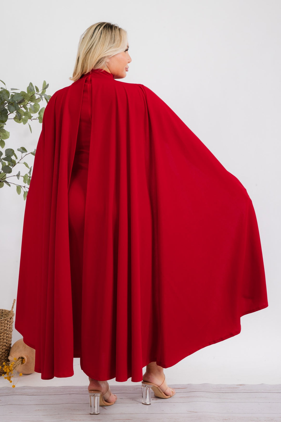 plus size red midi dress Plus Size Midi Dress 3/4 Sleeve Crew Neck