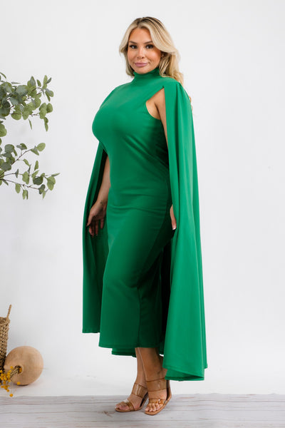 The Stella Cape Plus Size Midi Dress - Green