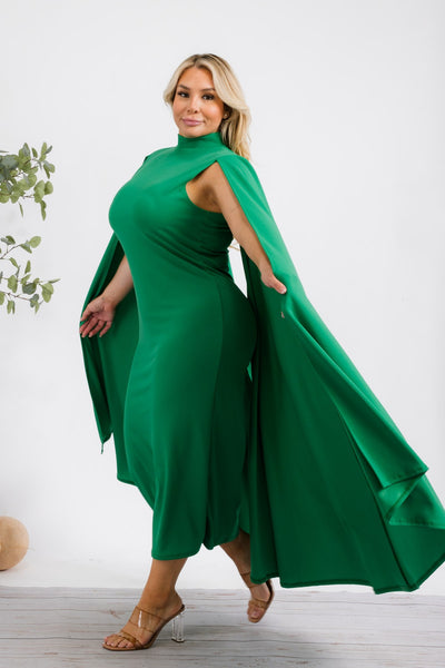 The Stella Cape Plus Size Midi Dress - Green