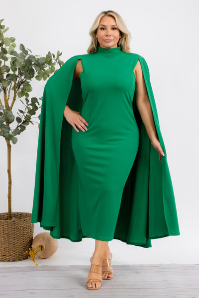 The Stella Cape Plus Size Midi Dress - Green