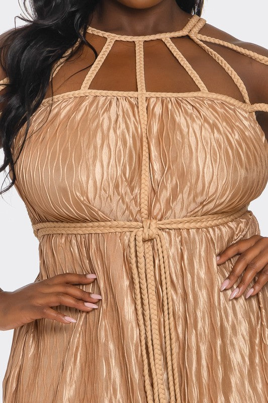 The Riviera Wave Maxi Dress Taupe - Plus Size