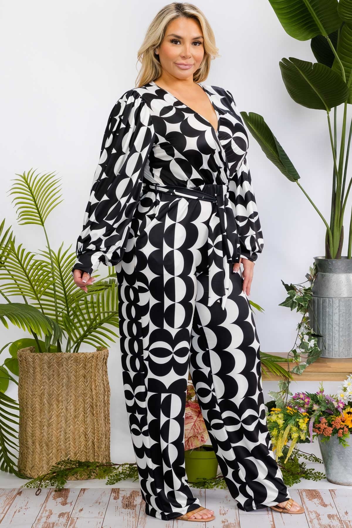 Nubia Multi Print Wide Legs Plus Size Jumpsuit