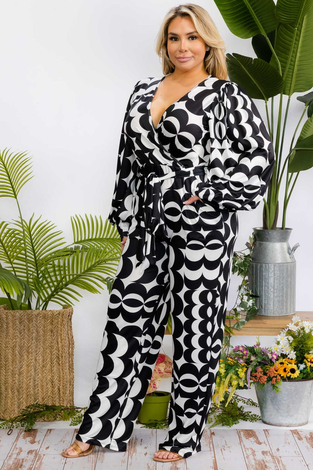 Nubia Multi Print Wide Legs Plus Size Jumpsuit