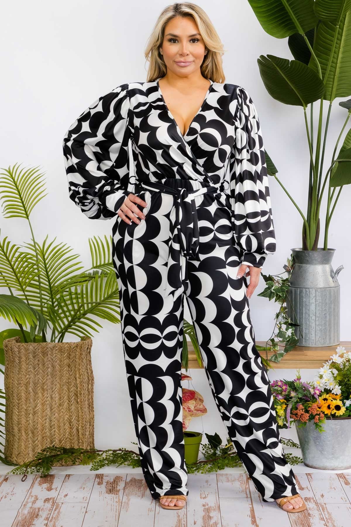 Nubia Multi Print Wide Legs Plus Size Jumpsuit