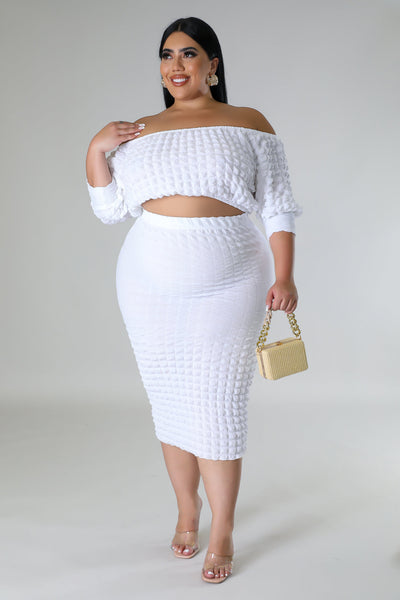 Ready To Mingle Plus Size Skirt Set - White