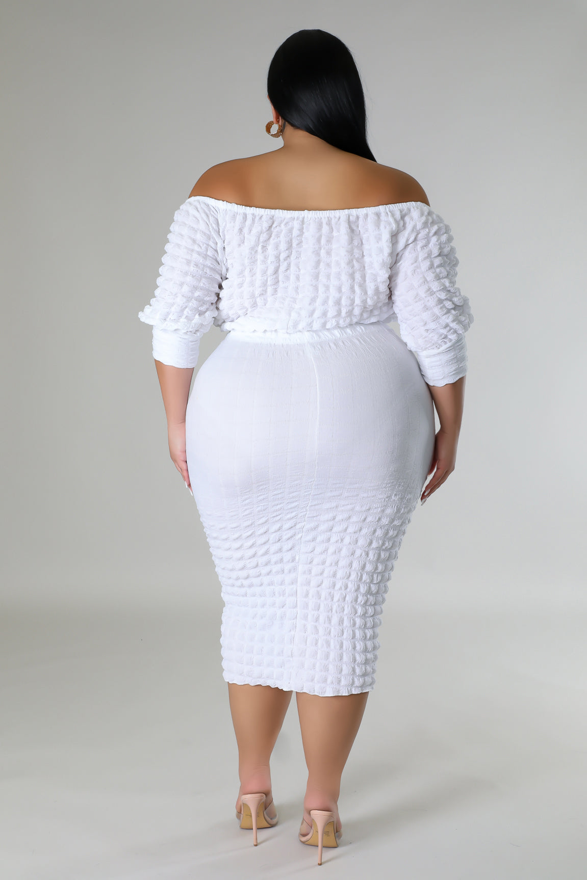 Ready To Mingle Plus Size Skirt Set - White