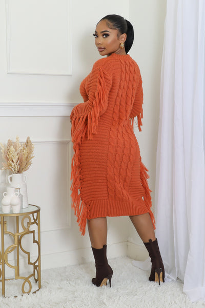 Coziest Feeling Midi Sweater Dress - Rustic