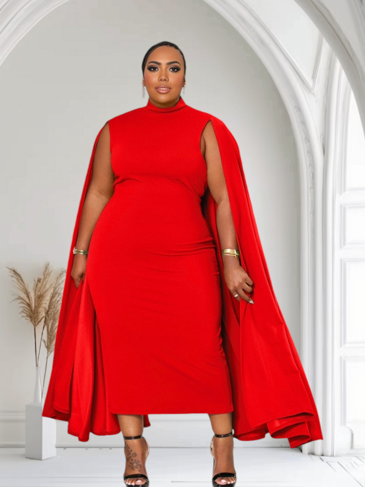 Red cape dress online