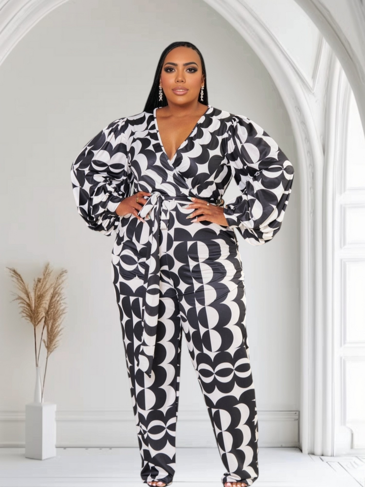 Nubia Multi Print Wide Legs Plus Size Jumpsuit