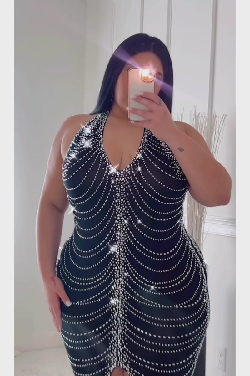 Plus size rhinestone dress online