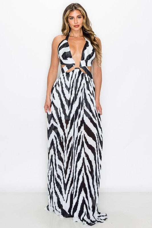 Zebra Print Backless Maxi Dress Fasheabe Zebra Print Backless Maxi Dress Fasheabe