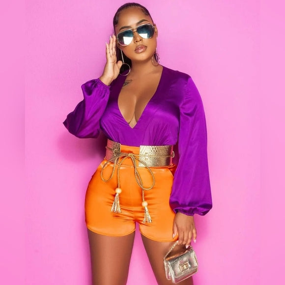 So Crazy In Love Purple and Orange Romper