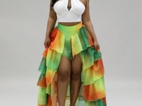 Blissful Views Printed Ruffled High Low Skirt