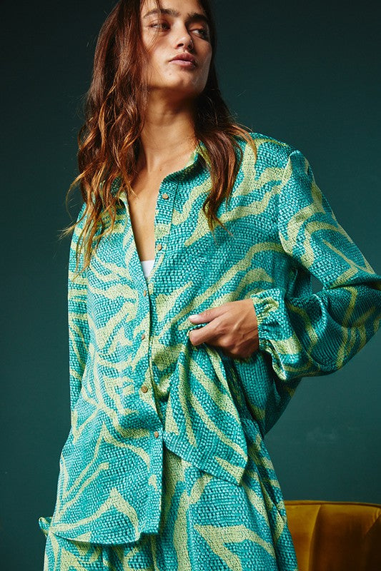 The Alma Multi Print Long Sleeve Shirt Blouse