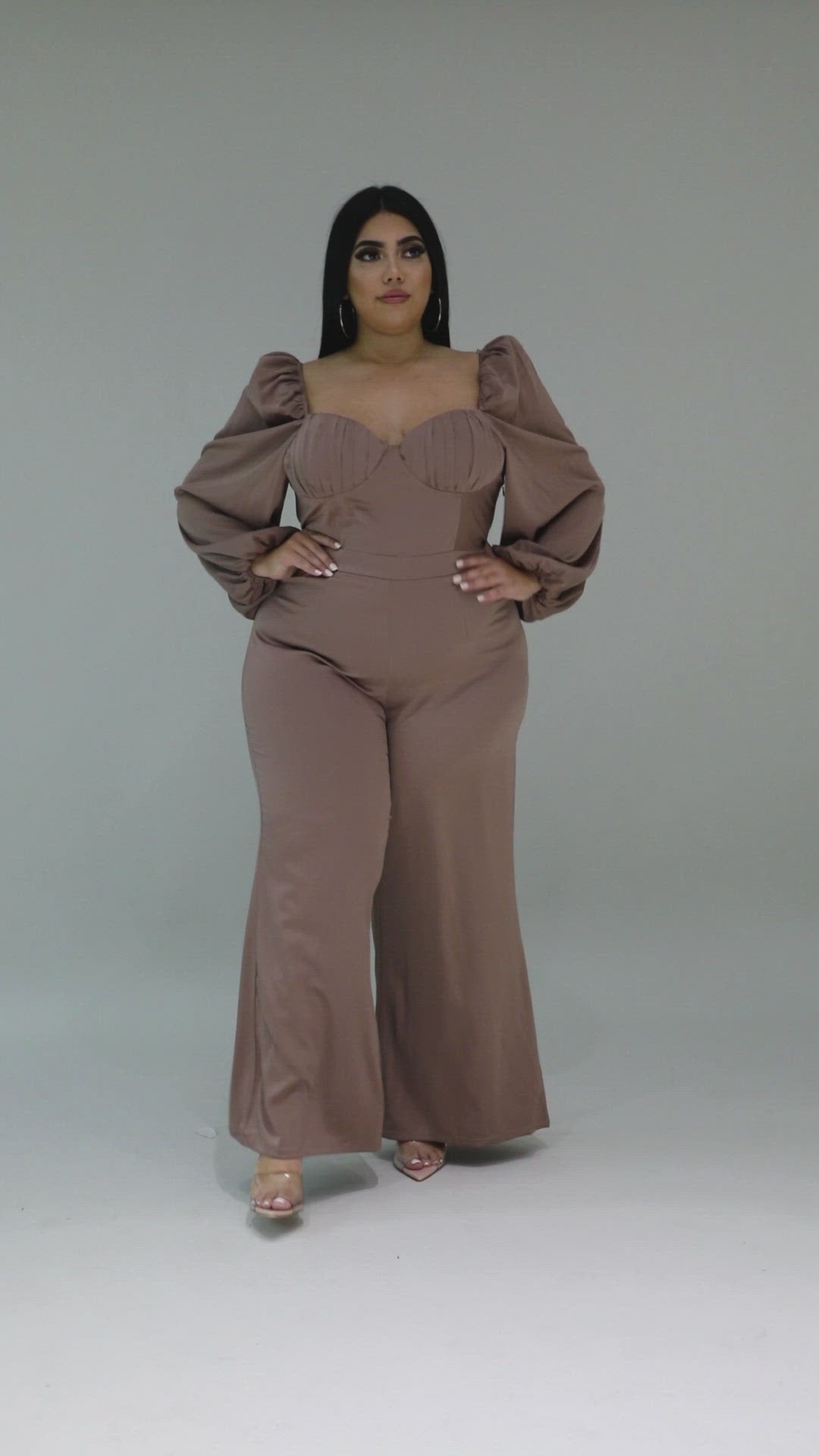 Fasheabe Plus Size Non Stretch Off Shoulder Jumpsuit