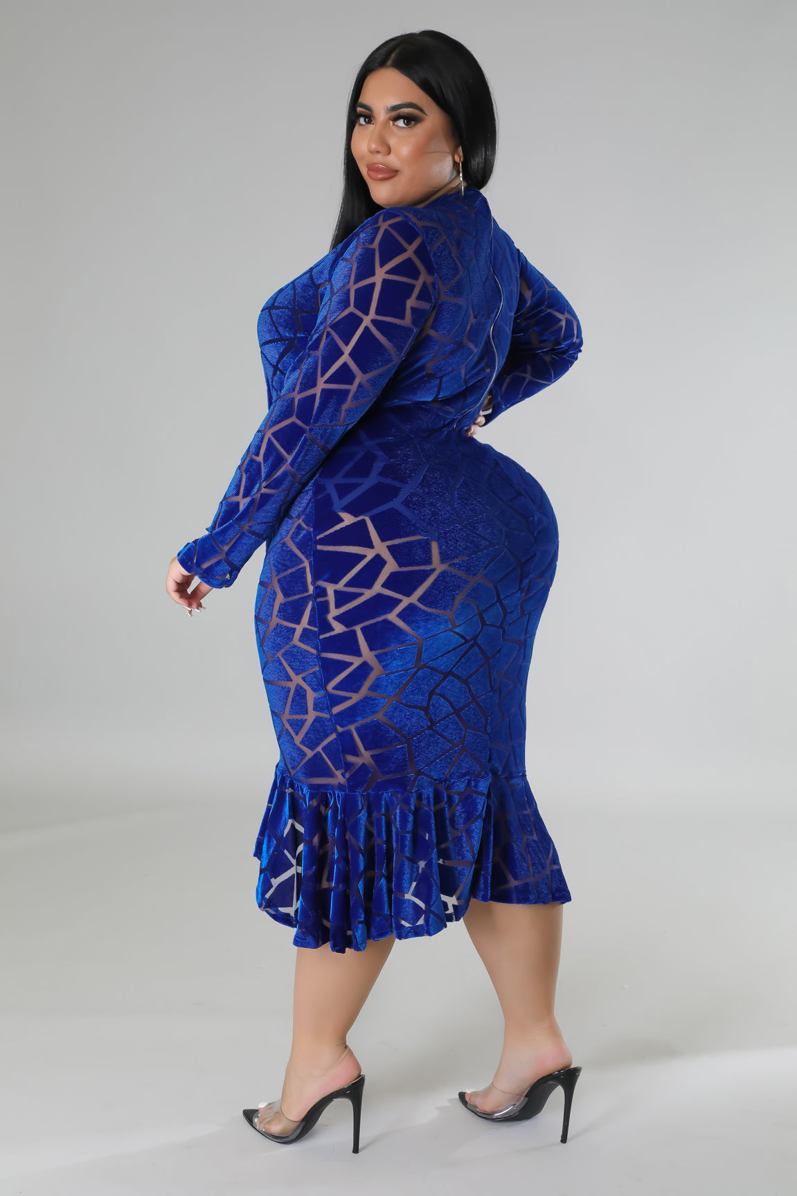 Fsqjgq Funeral Dress Female A-Line Ladies Plus Size Long Sleeve Loose  Casual V Neck Belt Print Elastic Waist Length A Line Dress Blue Size XL