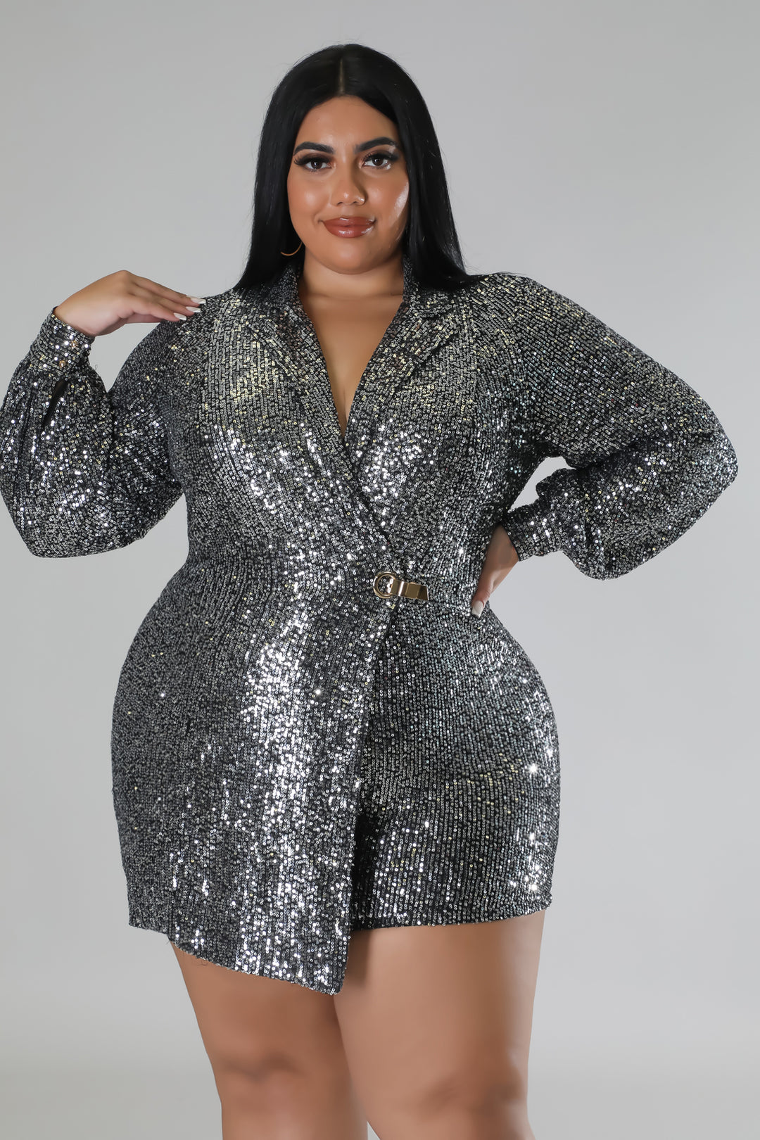 Gracie Babe - Semi stretch Sequin Romper - Plus Size