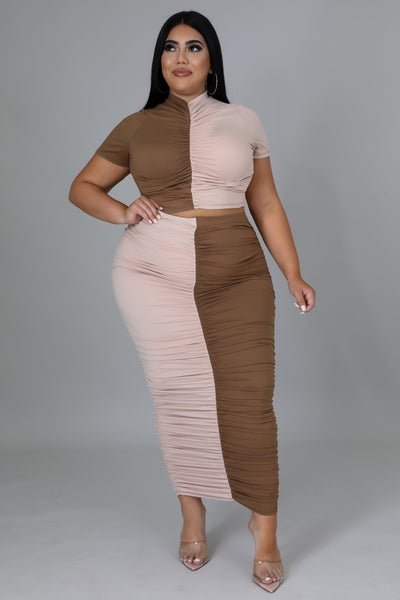 Fasheabe Crop top Mock neck Two piece set