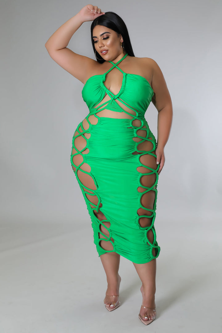 Envy Me Strapless Cutout Dress - Green