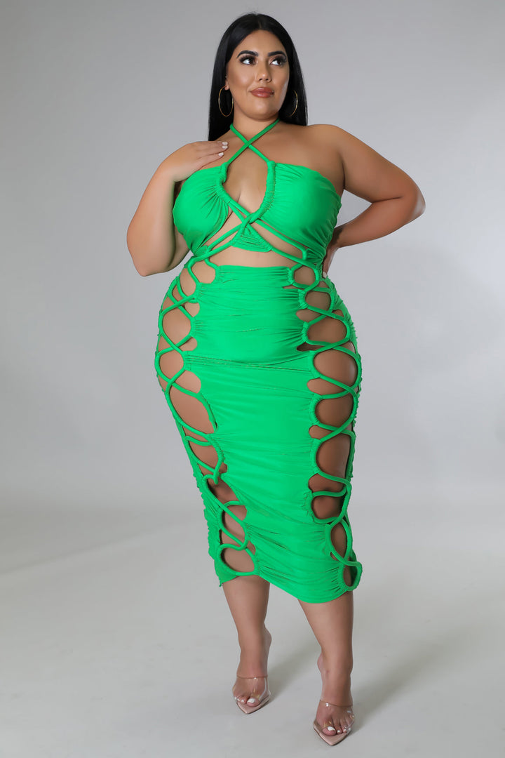 Envy Me Strapless Cutout Dress - Green