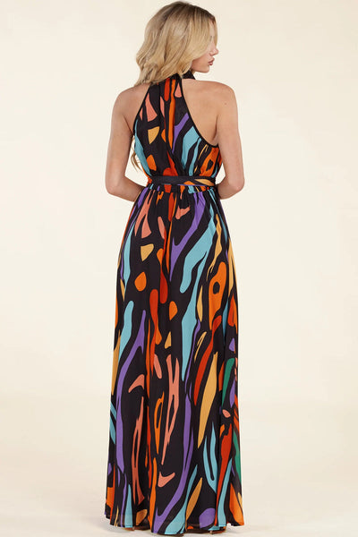 Multicolor Abstract Print Maxi Dress