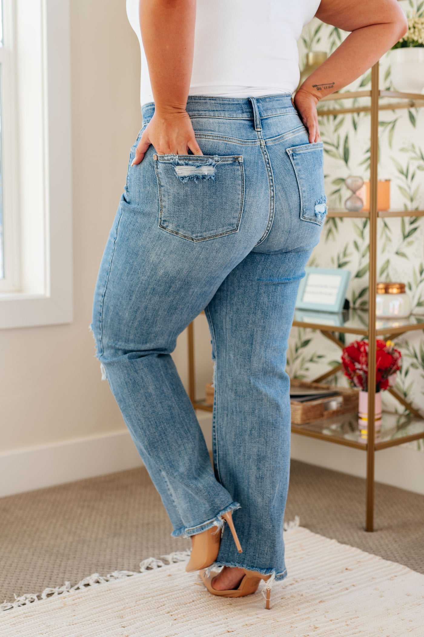 Rose High Rise 90's Straight Jeans in Light Wash - Regular and Plus Size