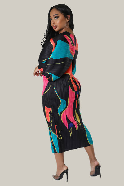 Trisha Multi Print Pleated Dress