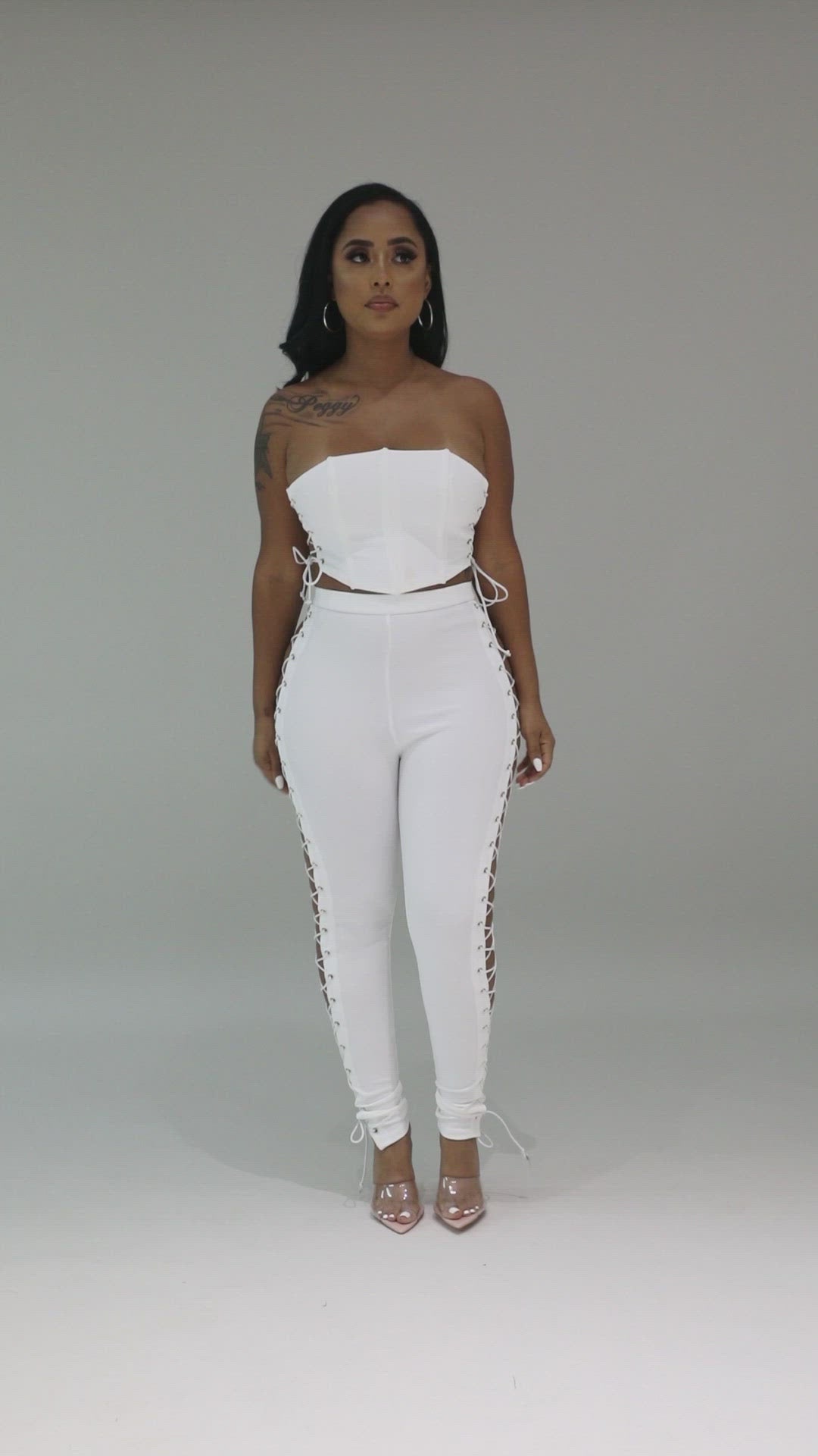 Fasheabe Corset Top Two Piece Pant Set - White