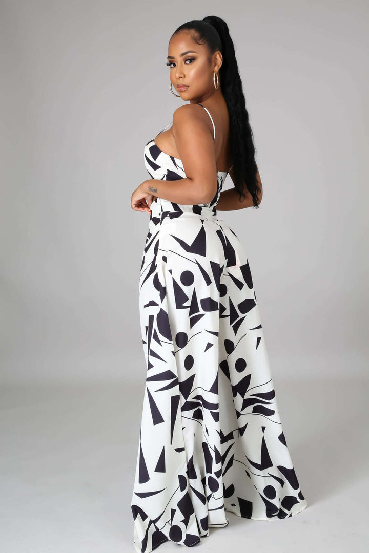 Fasheabe Abstract Shapes Print Pant Set