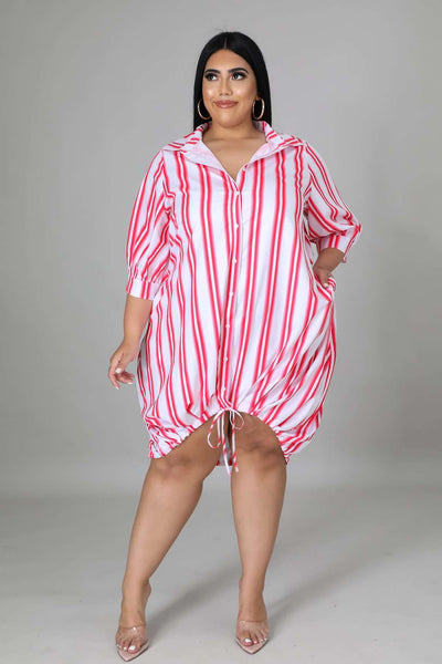 Fasheabe Button Closure Short Sleeve Stretch Dress - Plus Size