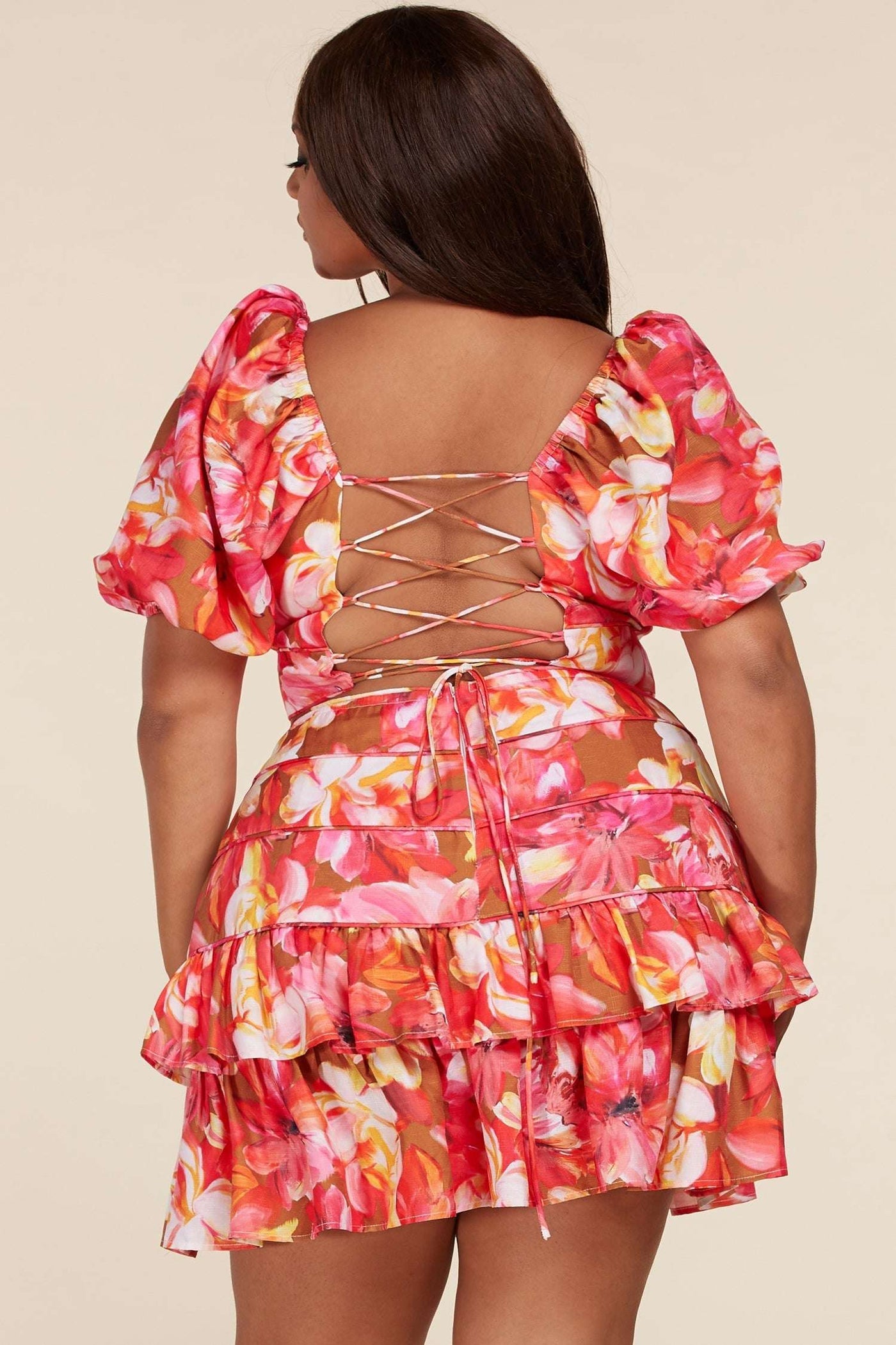 Fasheabe Charming Short Puff Sleeves 2pc Skirt Set - Plus Size