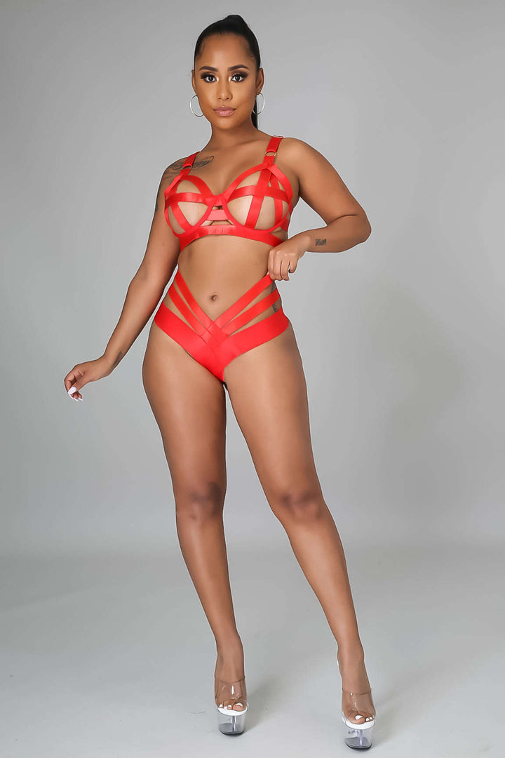 Fasheabe Feeling Sexy Teddy Set - Red