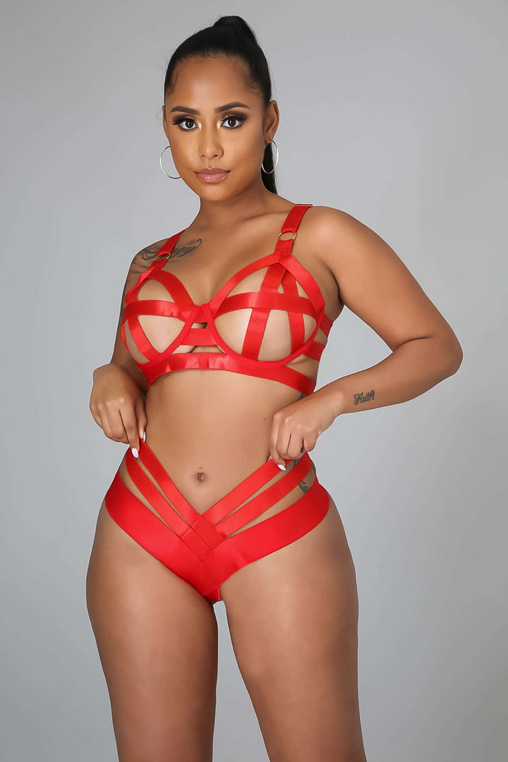 Fasheabe Feeling Sexy Teddy Set - Red