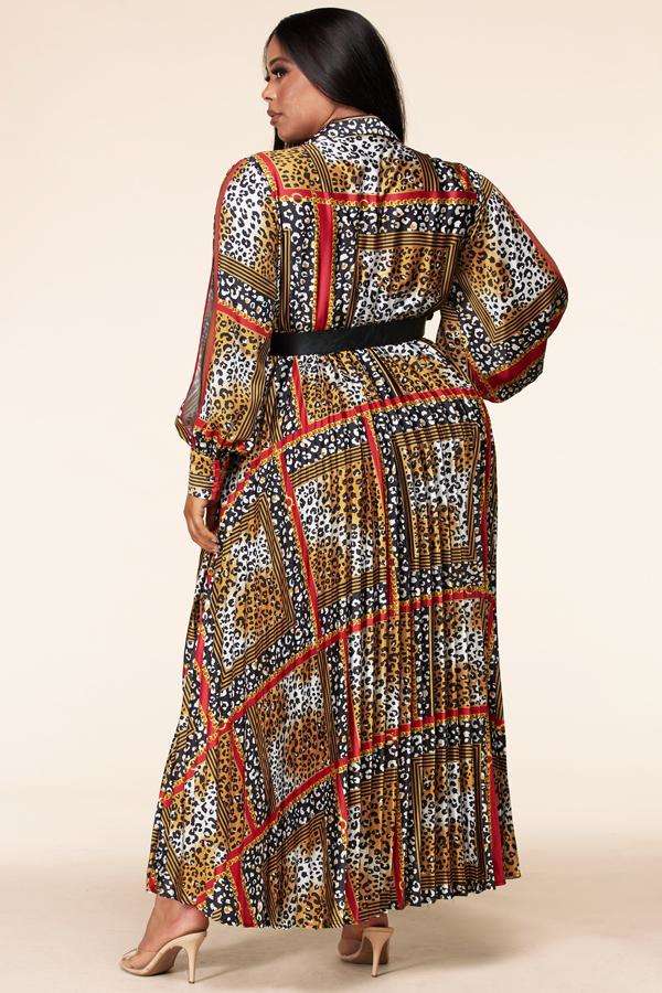 Fasheabe Leopard mix print maxi dress - Multi