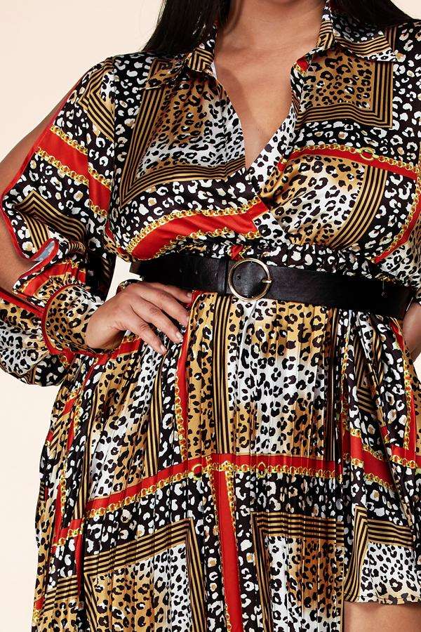 Fasheabe Leopard mix print maxi dress - Multi