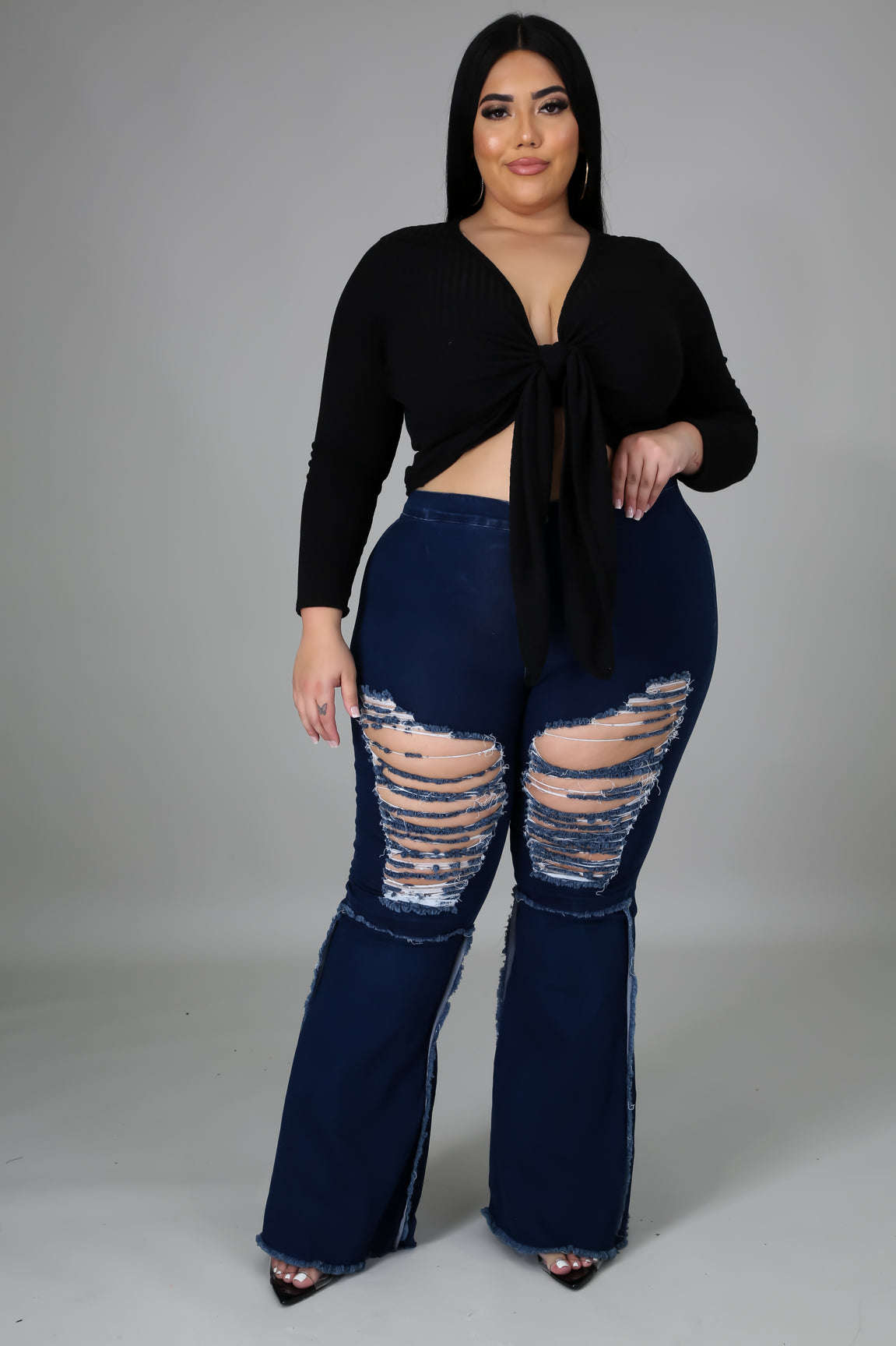 Fasheabe Mamacita Bonita Stretch Jeans - LIght/Dark Denim