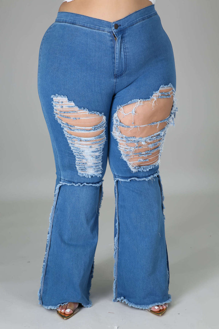 Fasheabe Mamacita Bonita Stretch Jeans - LIght/Dark Denim