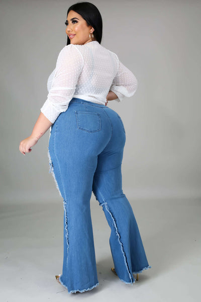 Fasheabe Mamacita Bonita Stretch Jeans - LIght/Dark Denim