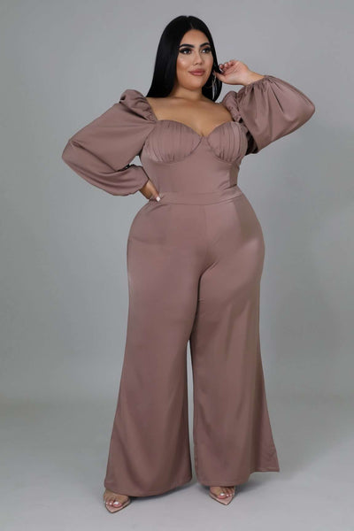 Fasheabe Plus Size Non Stretch Off Shoulder Jumpsuit