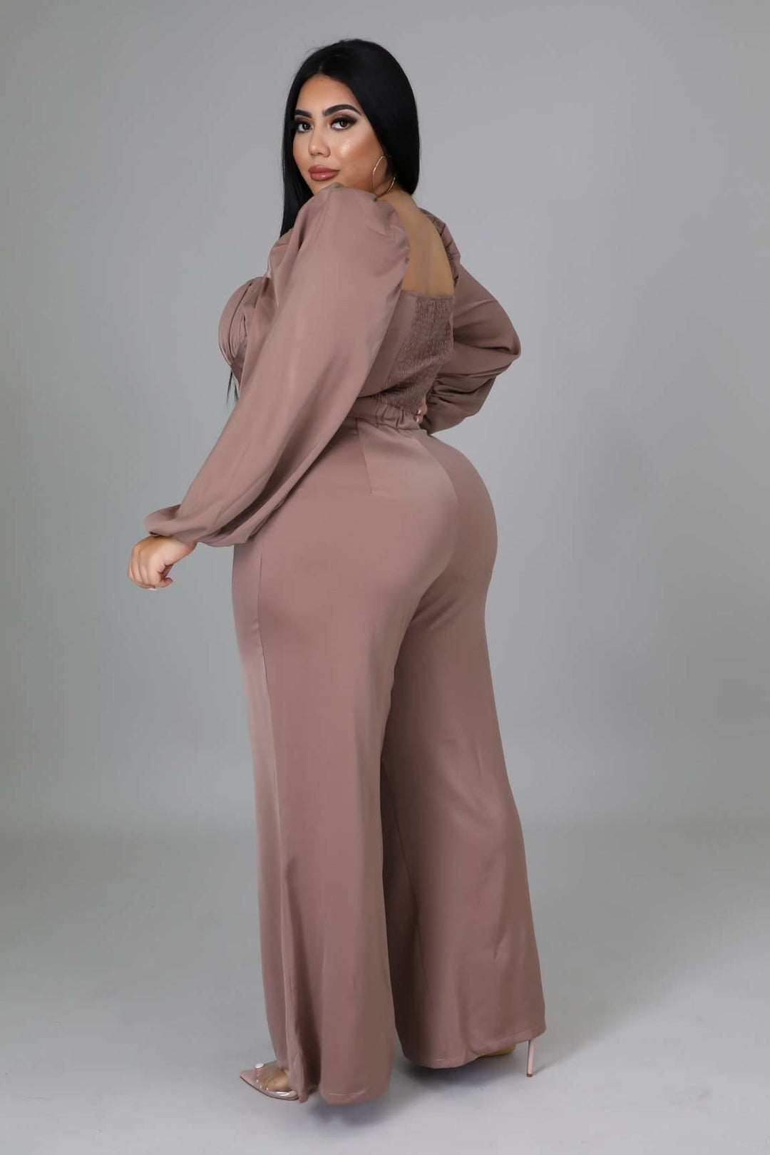 Fasheabe Plus Size Non Stretch Off Shoulder Jumpsuit