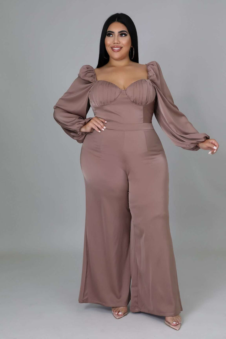 Fasheabe Plus Size Non Stretch Off Shoulder Jumpsuit