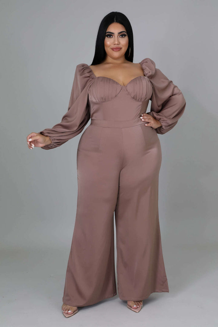 Fasheabe Plus Size Non Stretch Off Shoulder Jumpsuit