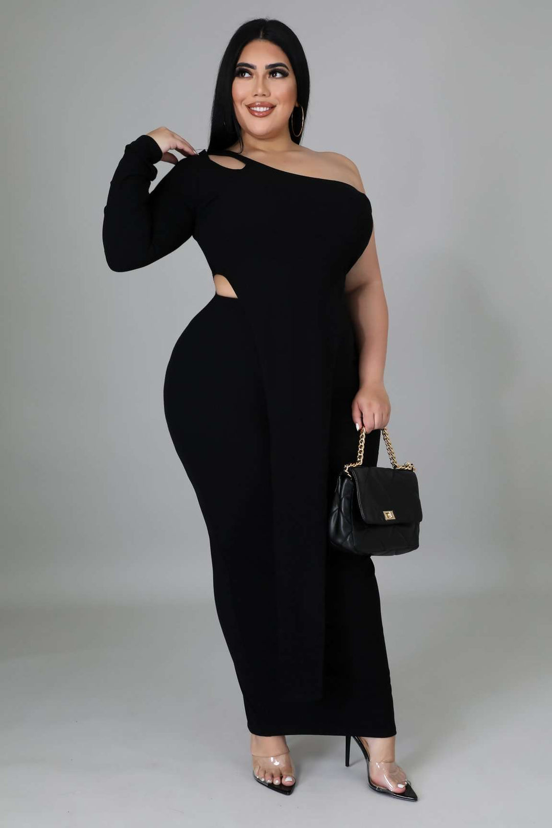 Fasheabe Plus Size Ribbed Skirt Set - Black