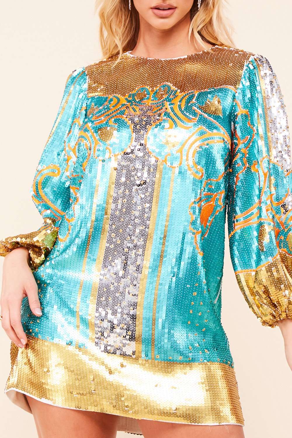 Fasheabe Sequin Pattern Shift Mini Dress - Multi