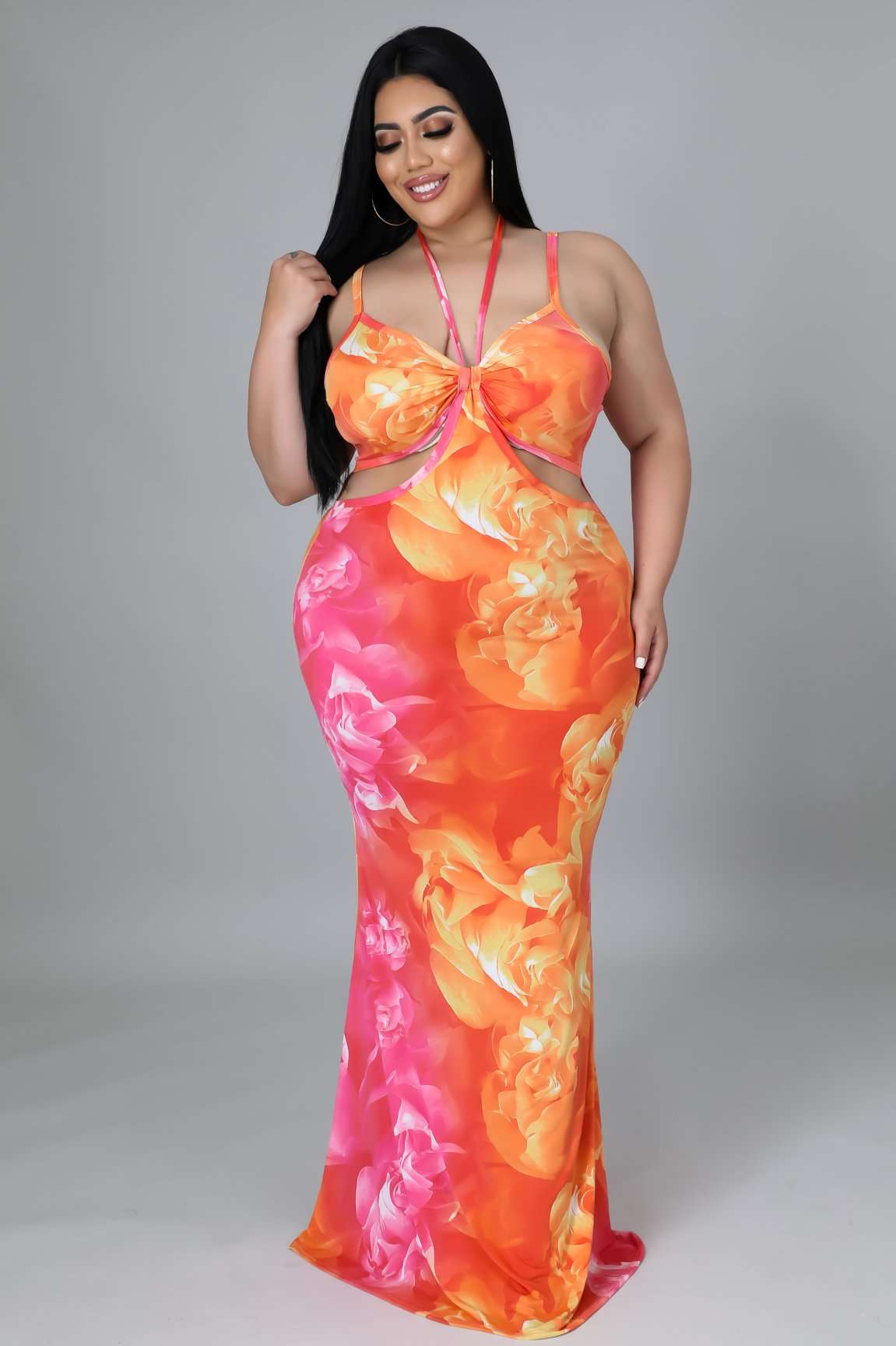 Fasheabe Stretch Sleeveless Floral Maxi Dress