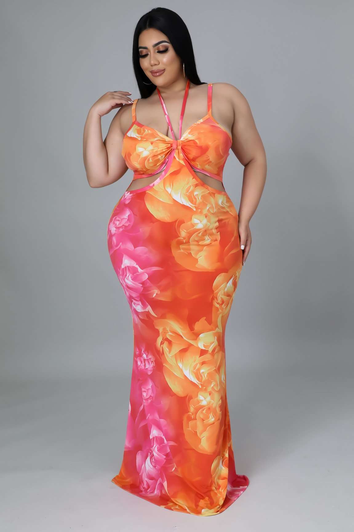 Fasheabe Stretch Sleeveless Floral Maxi Dress