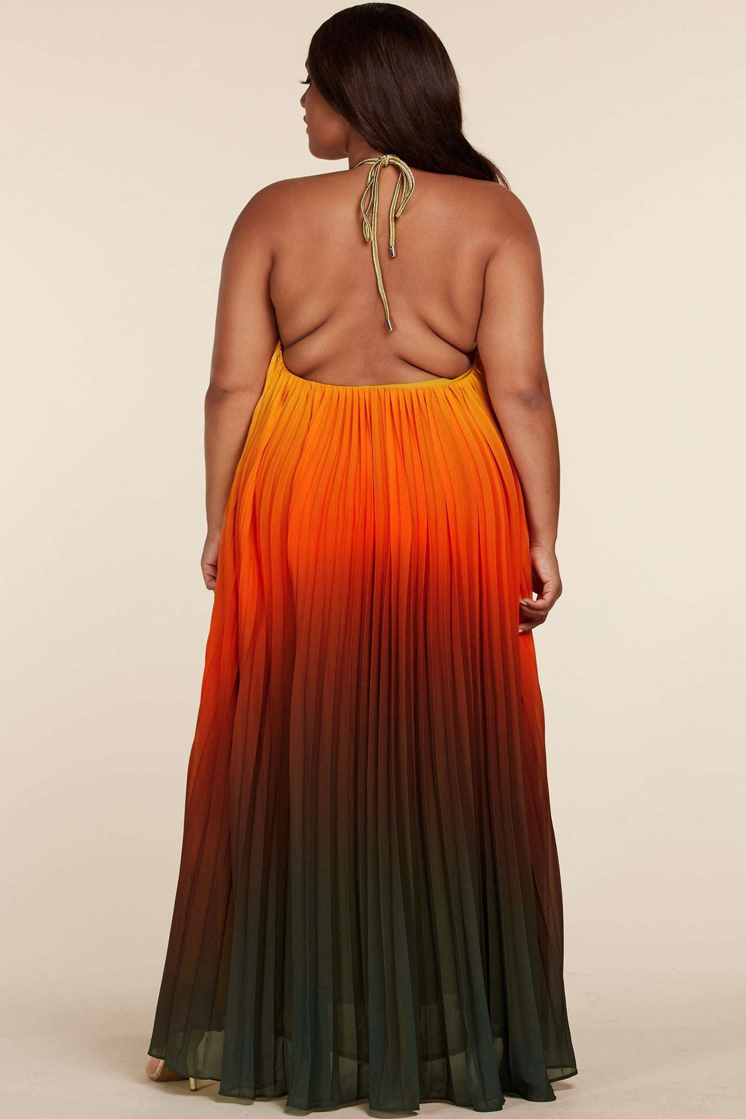 sunset dresses Fasheabe Sunset Ombre Multi Color Halter Maxi Dress